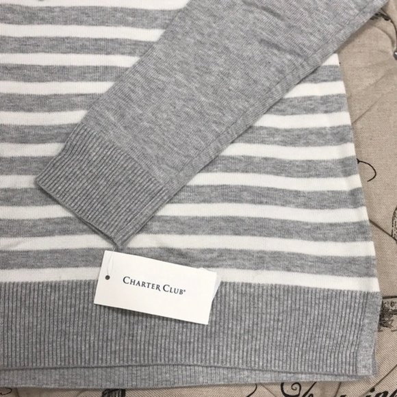 Charter Club Striped Hooded Sweater - Picture 5 of 7